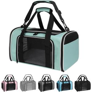Cat Dog Carriers Soft-Sided, Pet Travel Carrier for Small Cats Dogs Under to15lbs, Soft-Solid Collapsible Carrier,(Medium,Green) (17.0"L x 11.0"W x 11.0"H)