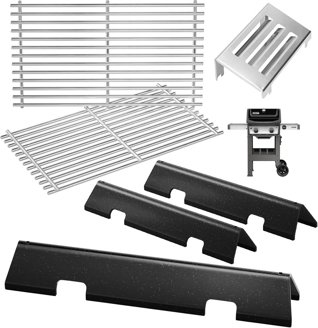GS4 Spirit II Grill Parts for Weber Spirit 2 Replacement Parts Spirit II 200 SER Parts for Weber GS4 Spirit 2 Flavorizer Bars 7635 67045 3400301, 7637 7849 Stainless Steel Grates, Heat Deflector 67060