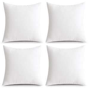 MIULEE 24x24 Euro Outdoor Pillow Inserts, Pack of 4 Waterproof Pillows