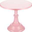 Baderke Metal Cake Stand 10 Inch Round Birthday Cake Stand Dessert Cupcake Display Tray Holder for Wedding Baby Shower Christmas Baking Party Supplies (Pink)