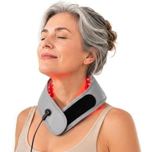 Red Light Therapy for Neck with Rechargeable Controller, Triple-Chip Technology Infrared Wrap, 660nm & 850nm Skin-Friendly Fabric for Neck Pain Relief Infrared Neck Therapy Devices