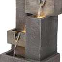 Alpine Corporation ZDQ110 19" Indoor/Outdoor Multi-Tier Water Fountain with LED Lights  Cascading Waterfall Feature for Gardens, Patios, Yards, and Home Dcor, Gray