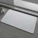 Extra Large Stone Bath Mat, 30'' x 17'' Diatomaceous Earth Non-Slip Stone Shower Mat, Super Absorbent Diatomite Stone Mats for Bathroom Light Gray XL Flow