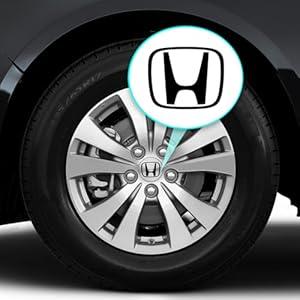 IPG Compatible with Accord Civic Element CRV CRZ JDM Center Cap Overlay Wheel Tire Decals Stickers (Logo: 2" / Center Cap:2.25") (4 Units) Personalize Your Vehicle (Solid Black)