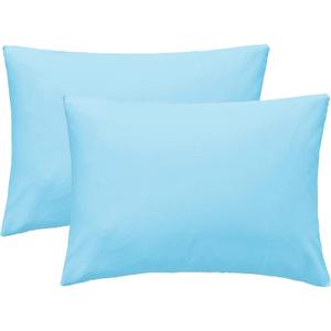 iMaylex Soft 100% Egyptian Cotton Zipper Closure Pillowcases, Cozy and Lightweight Pillow Case, Set of 2, Light Blue, Standard, 20" x 26"