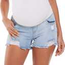 V VOCNI Maternity Denim Shorts Low Rise Denim Shorts (Light Blue, M)