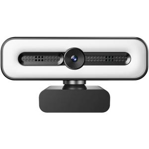 4K UHD Ring Light Webcam for PC, 1080P Web Camera with Dual AI Noise-Cancelling Mics, Auto Light Correction, Privacy Cover, 73°FOV, PDAF Autofocus, Privacy Cover, for Streaming, Conference, Zoom