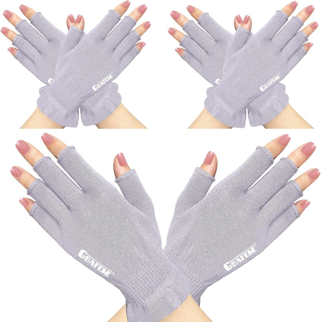 GSAFEME Cotton Gloves for Dry Hands - Fingerless Touchscreen Moisturizing Gloves for Sleeping - Cotton Eczema Gloves for Men and Women, Purple L/XL 3 Pairs
