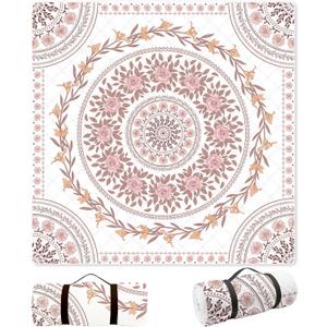 FLY SPRAY Extra Large Picnic Outdoor Blanket, 80''x80'' Waterproof Foldable Blankets Gingham Picnic Mat for Beach (Pink)