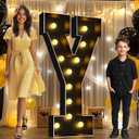 Pooqla 4 FT Marquee Light Up Letters, Giant LED Sign Black Marquee Letter Lights 4 Feet Tall, Big Mosaic Letters for Balloons Birthday Party Anniversary Wedding Decorations, Warm White Y