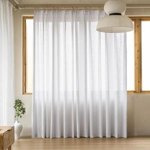 MAIHER Linen Textured Pinch Pleat Semi Sheer Curtains 80 Inches Long, Light Filtering Beige White Pleated Drapes with Hooks for Living Room, 54" W x 80" L, 1 Panel