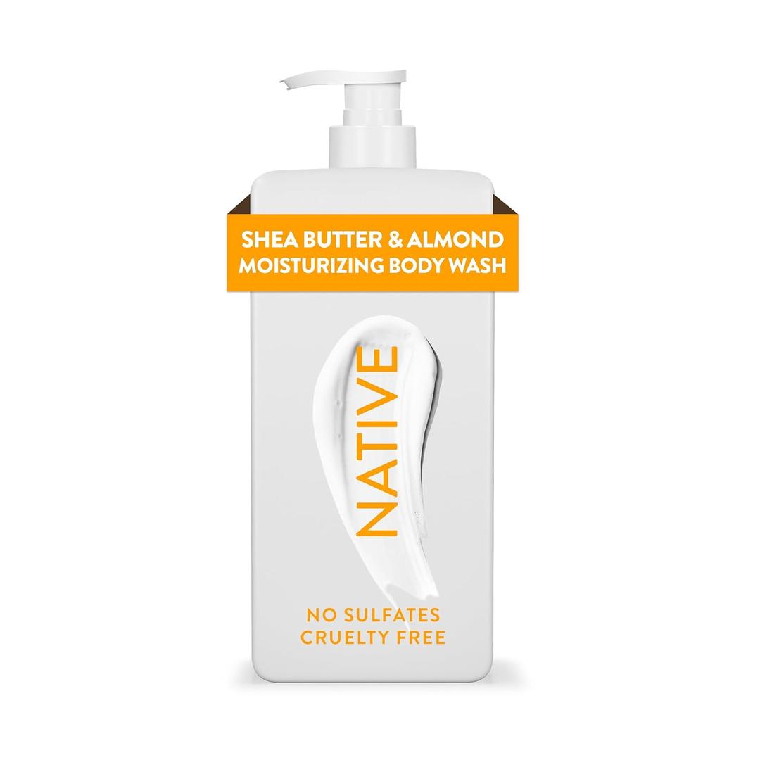 Native Moisturizing Body Wash Contains Naturally Derived Ingredients | For Women & Men, Sulfate, Paraben, & Dye Free Leaving Skin Soft and Hydrated | Shea Butter & Almond 18 oz