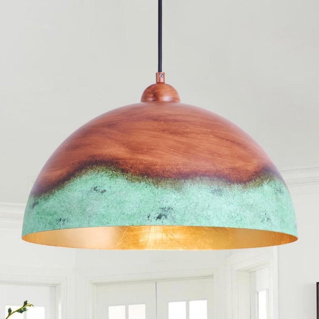 15.7" Metal Dome Pendant Light Industrial Color Painting Lampshade, 15.7in without Hollow