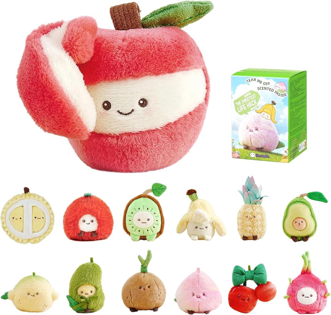 Baba Orchard Scented Squishy Fruit Plush Blind Box Keychain, Mystery Fruit Plush for Backpack, Purse or Key Ring, Cute Collectible Surprise Gift Kids and Teens, Single Random Box