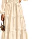PRETTYGARDEN Women's 2026 Elegant Maxi Dresses Long Sleeve V Neck Flowy Pockets Casual Modest Dress Fall Fashion Clothes, L