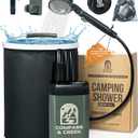 Portable Camping Shower Pump – Say Goodbye to Cold, Weak Camp Showers with This USB-Powered Kit Featuring a Solar-Warmed Collapsible Bucket, 90-Min Battery & Strong Pressure Keeping You Clean Outdoors