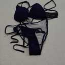 Women Two Piece Swimsuit Sexy Swimwear Halter String Triangle Bikini Sets (Small, Navy)