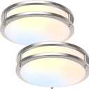 10in LED Flush Mount Ceiling Lights, 5CCT Dimmable Kitchen Light Fixtures, 2-Pack Modern LED Ceiling Lights, 3600lm Super Bright Ceiling Lights for Living room Bedroom Bathroom, Brushed Nickle, 30W