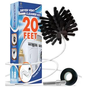 The Professional Dryer Vent Cleaner Kit -(15-Feet) Innovative Lint Remover Reusable Strong Nylon| Flexible Lint Brush with Drill Attachment for Faster Cleaning