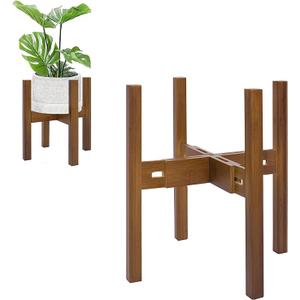Rnined Adjustable Plant Stand Indoor,Bamboo Mid Century Modern Plants Stands, Stable Plant Holder,Fit 8 9 10 11 12 inch Pots (Pot & Plant Not Included)
