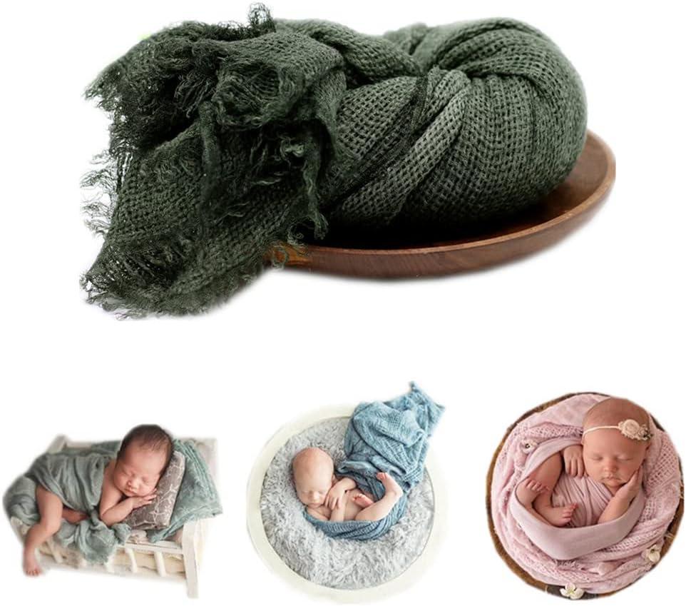 Newborn Baby Photography Props Mesh Soft Decorative Blanket Swaddle Wrap for Boy Girls Photography Shoot (Dark Green)