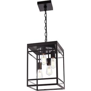 Large Outdoor Pendant Light for Porch, Oil Rubbed Bronze Outdoor Hanging Light Fixture with Clear Glass Shade, Exterior Linear Chandelier Hanging Lantern for Outside Patio,Front Door