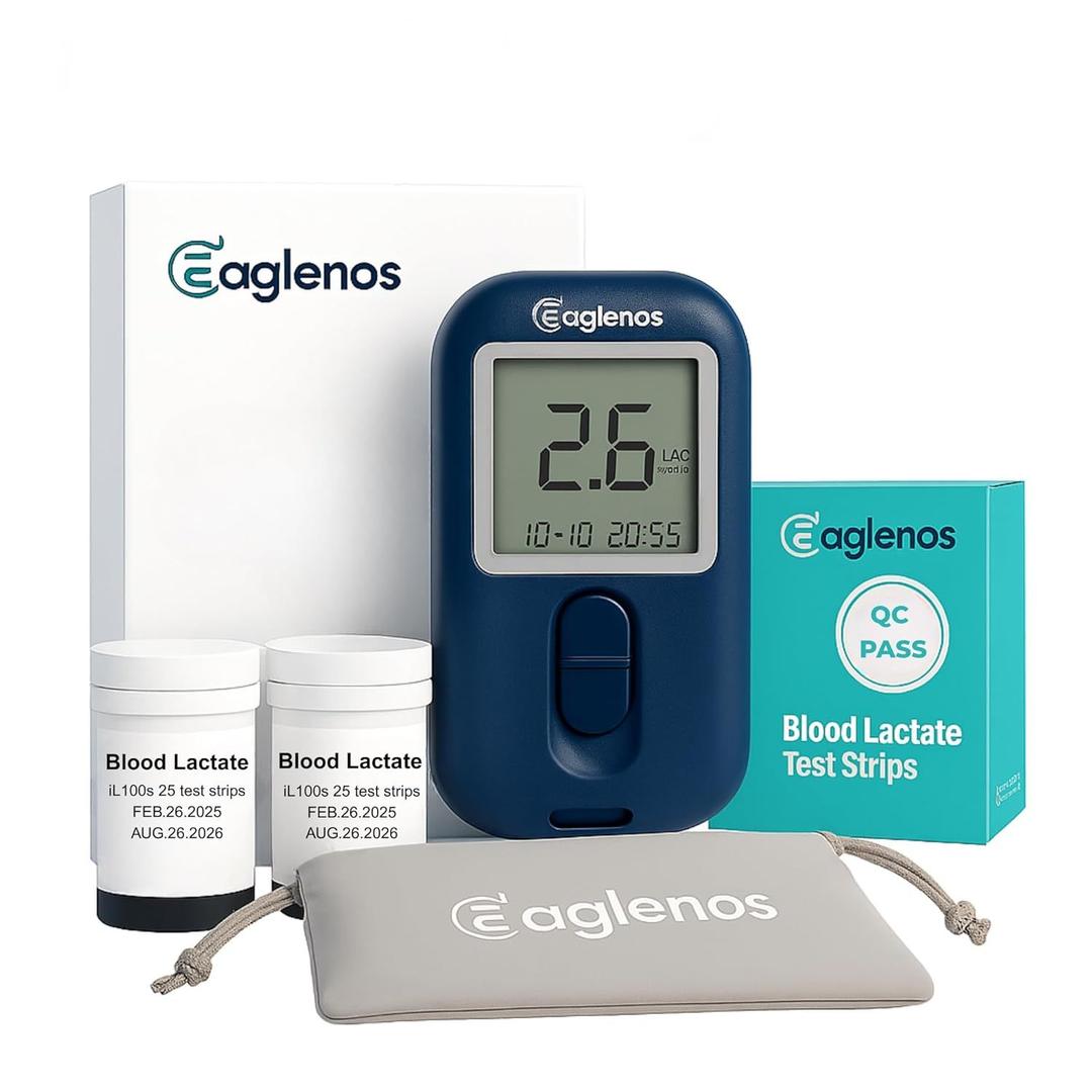 Lactate Meter for Athletes 0.8L Sample, 10s Result, Bluetooth Sync, 800-Test Memory, for Sports Performance Tracking(50 Test Strips Included, Batteries not Included), Expiry Date:Jun 30 2027