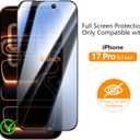 Oterkin 2 Pack Privacy Screen Protector for iPhone 17 Pro 6.3'' Tempered Glass Private Saver Anti-Spy Eye Protection Full Coverage Anti-Scratch Case Friendly