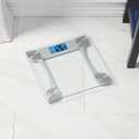 Taylor Digital Bathroom Scale for Body Weight, Large 12.2 Inch Glass Platform, Blue Backlit LCD Display, 440 lb Capacity, Weight Tracking for 2 Users, Clear