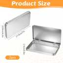 2 Pack Metal Tins 7.0 X 4.2 X 0.6 Inch Small Tin Box with Lids Rectangular Empty Small Home Tin Case for Candies, Soaps, Earrings, Gift, Jewelery, Candy, Matches, Crafts, Pen(Silver)