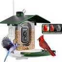 Smart Bird Feeder with Camera Solar Powered - AI Bird Identification, 2.4Ghz WiFi, 2K HD Video Live Stream Camera, 3MP Photos, 2.9in Focus, Gifts for Mom Dad Bird lovers, Green