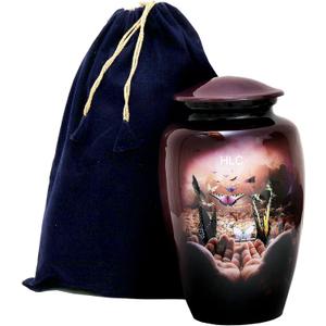 HLC Butterfly Purple Finish Cremation Urn for Human Ashes - Adult Funeral Urn Handcrafted - Affordable Urn for Ashes (Adult 200 lbs)  10.5 x 6 , Cremation Urn