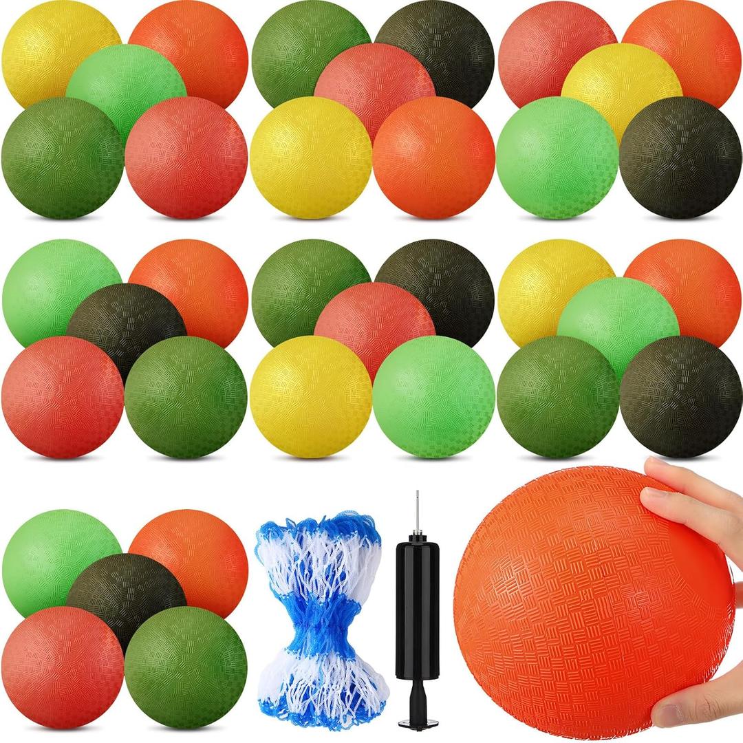 24 Pcs 6 Inch Dodgeball Playground Balls Colorful Inflatable Kickball Dodgeballs Sports Bouncy Balls for Kids and Adults in Ball Games Gym Yoga School Party Supplies
