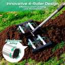 Suchtale Lawn Leveling Rake with Aluminum Rollers, 17"x10" Levelawn Tool, Heavy-Duty Stainless Steel Lawn Leveler with 61" Adjustable Long Handle, Lawn Leveler for Smooth Soil,Garden,Golf Course,Farm