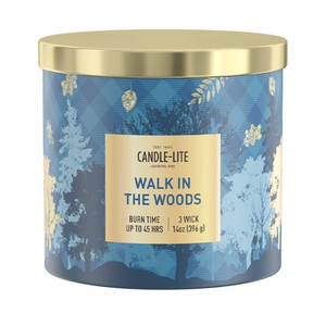 Candle-lite Fall Scented Candles, Fresh Greens with Rosewood and Cedarwood, 14 oz 3-Wick Jar Candle, Proudly Poured in The USA, Autumn Home Decor, 45 Hours of Burn Time, Ideal Gift for Men and Women