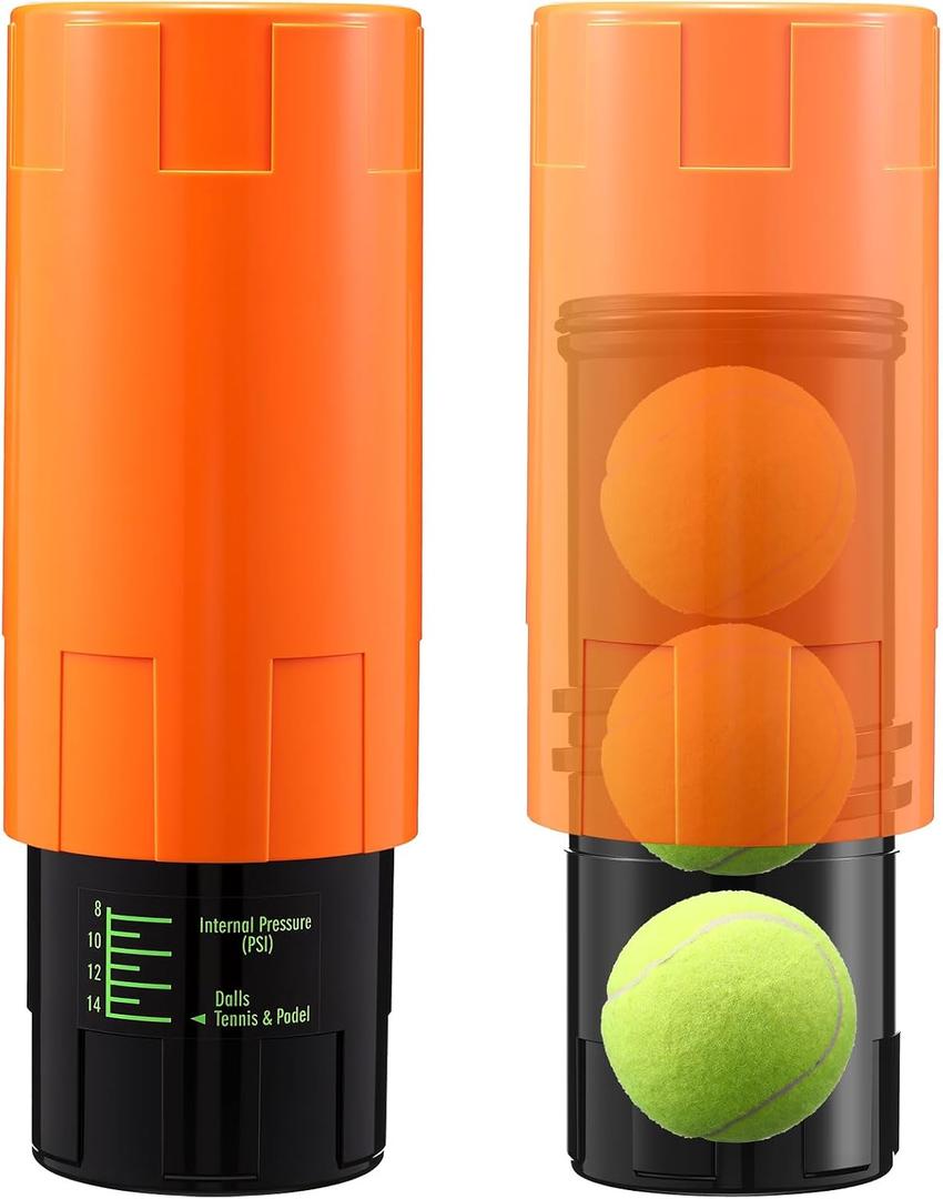 Soulchen Tennis Ball Pressurizer - Tennis Ball Storage Canister Holds 3 Balls Under 14 Psi Pressure, Reusable Stuff for Bounce Retention, Lightweight & Durable