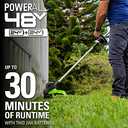 Greenworks 48V (24V x 2) 15" String Trimmer, (2) 2Ah Batteries and 4A Dual Port Charger Included