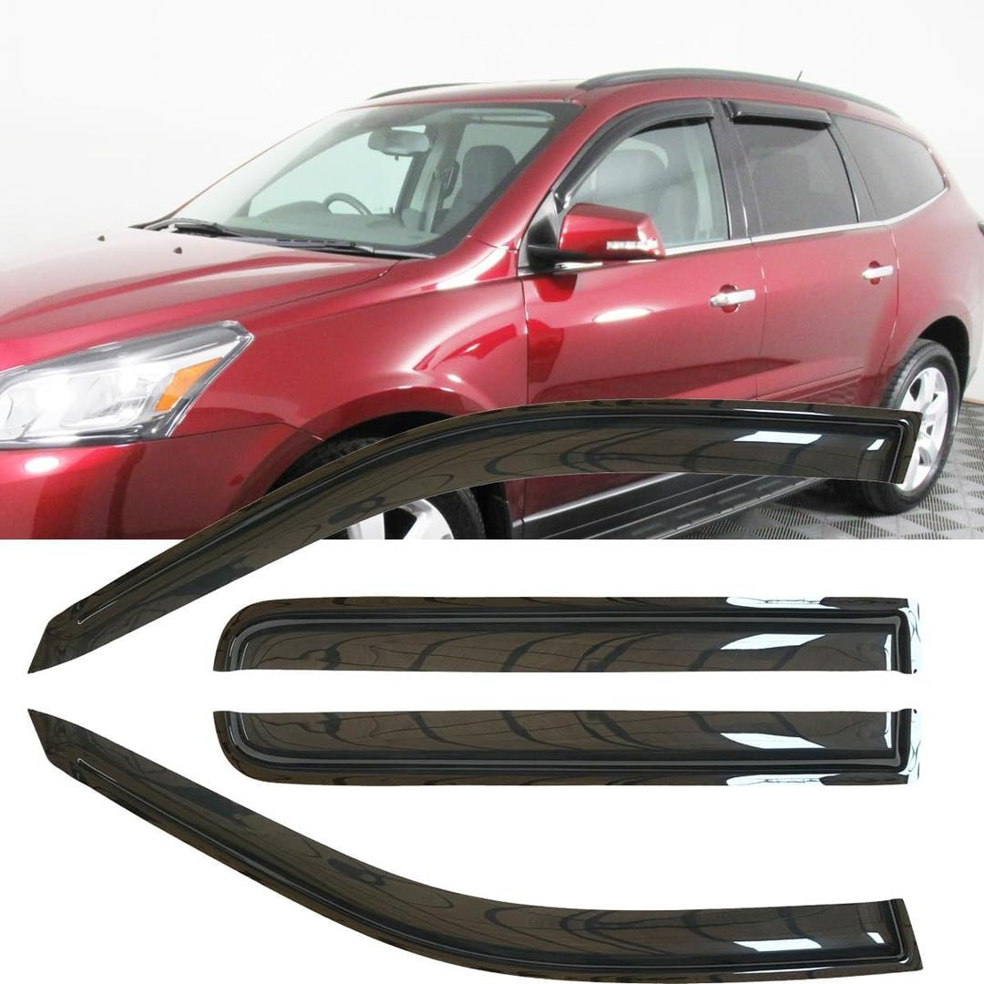4pc Original Shatterproof Rainproof Side Window Wind Deflectors for Chevrolet 2009-2017 Traverse,Outside Mount Rain Guards Set,Nice Looking Window Visor for Car,Vent Deflector for Traverse 09-17 94161