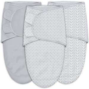 SWEET DOLPHIN 3-Pack Baby Swaddle Sleep Sacks - Newborn Swaddle Blanket with Soft Cotton - Ergonomic Wrap for Boys and Girls, 0-3 Months, Grey (Gray)