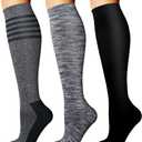 Compression Socks for Women & Men (3 pairs) - Best Support for Nurses, Running, Hiking, Recovery & Flight Socks (Small-Medium, 18 Gray/Gray/Black)