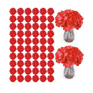 Auihiay 104PCS Hydrangea Artificial Flowers, Red Artificial Hydrangea Flowers Heads with Stems, Faux Hydrangea Flowers for Home Decor Wedding Bouquets Centerpieces