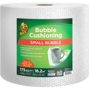 Duck Brand Small Bubble Cushioning Wrap, 12 in x 175 Ft, Clear, 1 Roll