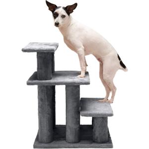 Furhaven Steady Paws Multi-Step Pet Stairs for High Beds & Sofas - Gray, 3-Step