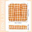 Geetery 4 Pack Chair Cushions for Dining Chairs, 16" x 15" Orange Kitchen Chair Cushions with Ties Buffalo Plaid Soft Comfy Seat Pads for Home Office Living Room Outdoor Indoor, 16.14 x 14.96 x 3.15 inches