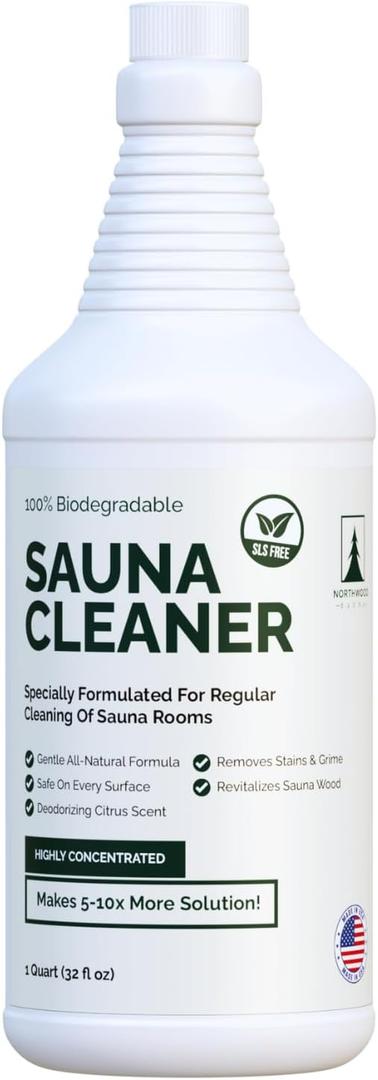 Sauna Cleaner - Natural Wood Cleaner & Deodorizer - Makes 10x More Solution - 1 Quart (32 Fl Oz)