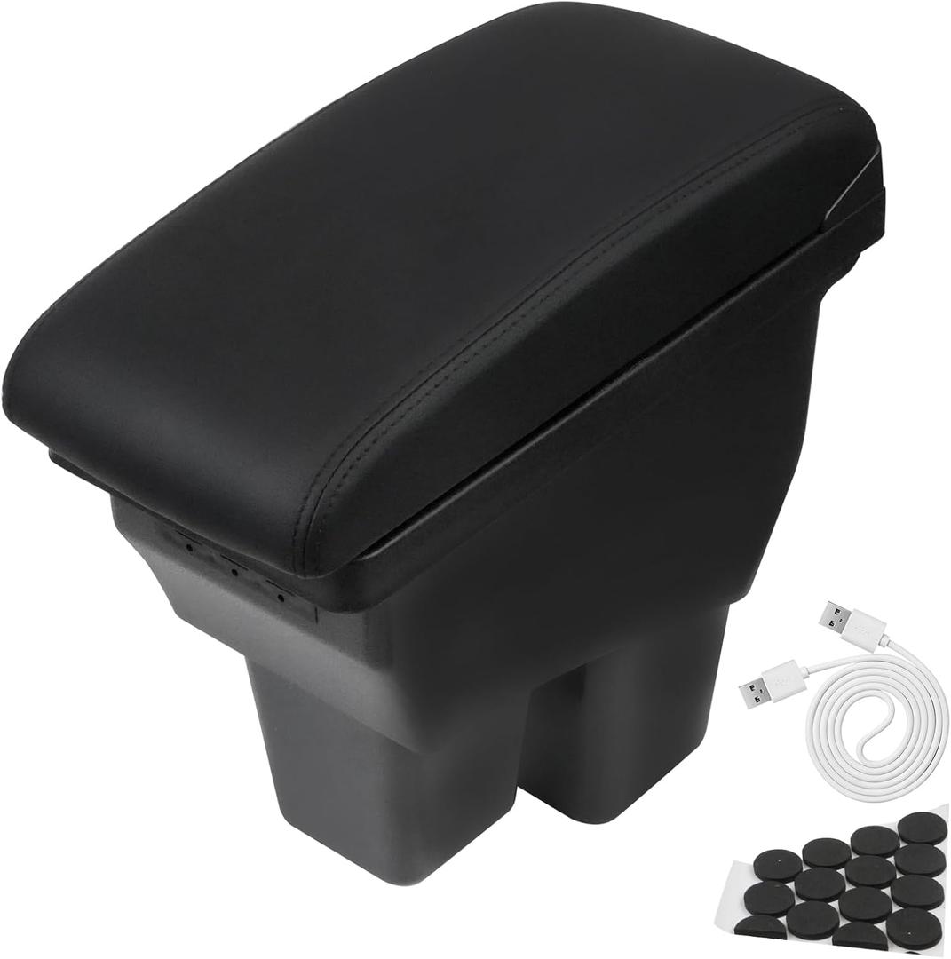 Consoles Armrest Compatible with Honda Fit Jazz 2014-2019 Center Console Box with USB Charge Armrest Box Accessories Black