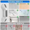 Suction Grab Bar with Safety Indicator for Bathtub Shower Bathroom, Heavy Duty Handrail Removable Reusable for Elderly Disabled and Kids, Anti-Slip Grip, No Drilling Tool Free, Waterproof Grey