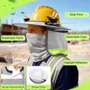 Hardhat Sun Shade Kit, Hard Hat Visor Sun Shade Full Brim with Solar Fans and Neck Gaiter, Hard Hat Sun Shield with Reflective Strip for Construction Workers Outdoor Summer Protection (Grey), 19.5"*8.6"