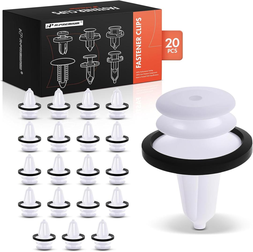 A-Premium 9mm Nylon Door Trim Panel Car Retainer Fastener Push Pin Clips Compatible with Ford F-150 F-250 F-350 Explorer Escape Fusion Focus Edge Transit Connect Taurus Lincoln Tesla Mercury, 20PCS