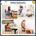 Booster Seat for Kitchen Chair with Backrest & 4 Adjustable Straps, Portable TPU Waterproof & Anti-Scratch Toddler Booster Seat for Dining Table, Non-Slip & Removable